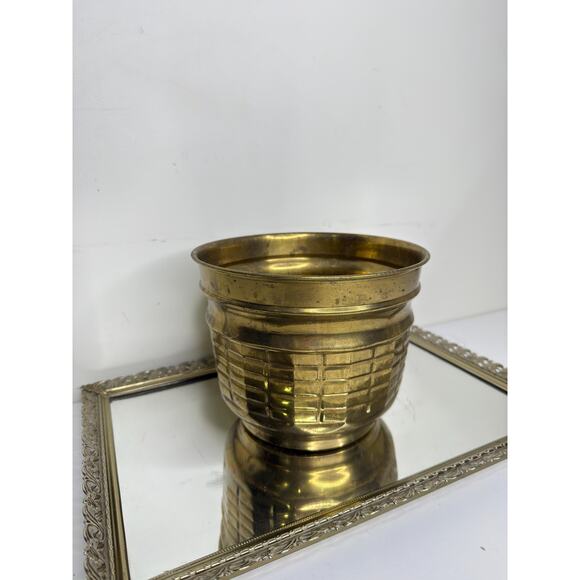 Lacquer Brass Planter for House plants, Made in India, Vintage - Picture 3 of 9